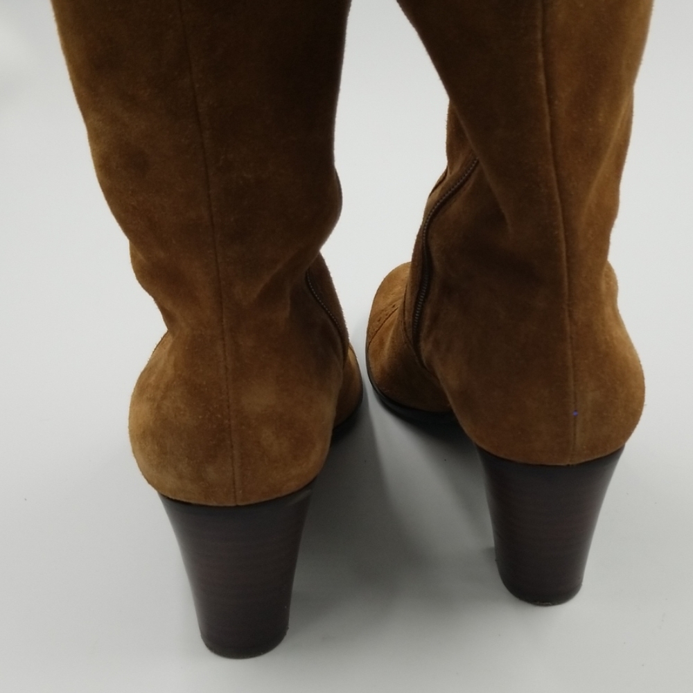 Talbots Brown Heeled Suede Over the Calf Boots - Picture 5 of 8